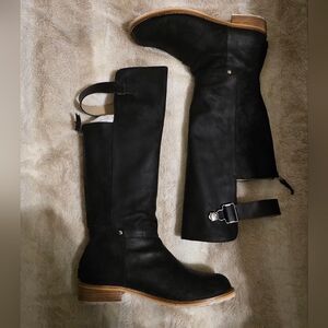 Matt Bernson Zip Up Buckle Lug Sole Suede Leather Knee Riding Boots SZ 9.5